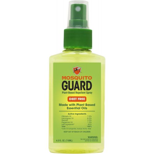  [아마존베스트]Mosquito Guard Natural Repellent Spray  Made with Plant Based Essential Oils: Citronella, Geraniol, Lemongrass - 4oz Bottle, Deet Free