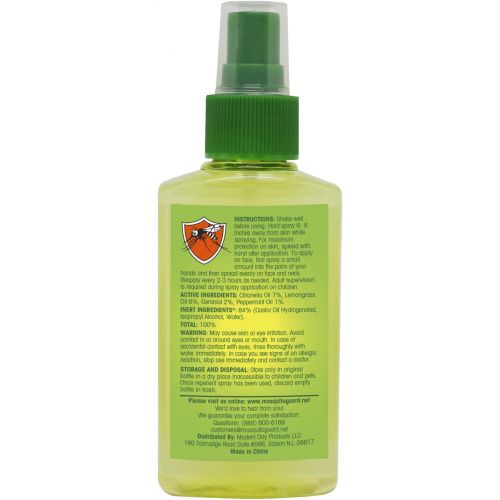  [아마존베스트]Mosquito Guard Natural Repellent Spray  Made with Plant Based Essential Oils: Citronella, Geraniol, Lemongrass - 4oz Bottle, Deet Free