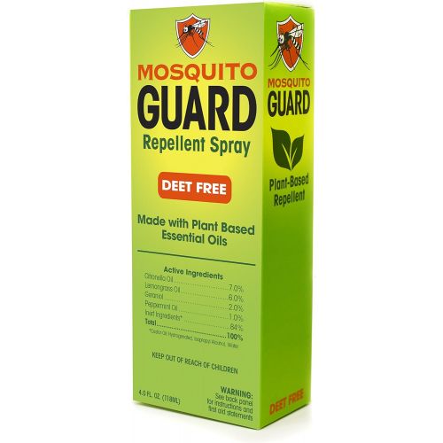  [아마존베스트]Mosquito Guard Natural Repellent Spray  Made with Plant Based Essential Oils: Citronella, Geraniol, Lemongrass - 4oz Bottle, Deet Free