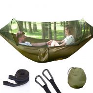 Aibyte Camping Hammock with Pop-Up Mosquito Net，Quick Dry Jungle Hammock，360 Degrees of Portable Insect Protection for Backpacking & Camping Hiking Travel，ArmyGreen