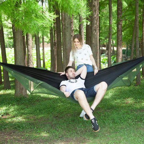  Aibyte Camping Hammock with Pop-Up Mosquito Net，Quick Dry Jungle Hammock，360 Degrees of Portable Insect Protection for Backpacking & Camping Hiking Travel，ArmyGreen