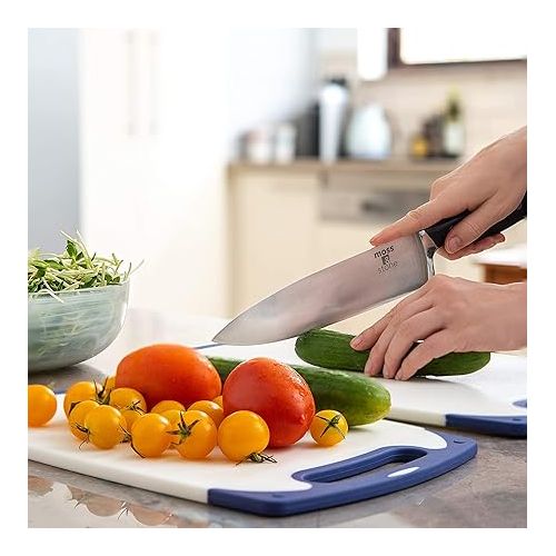 Moss & Stone 2 Piece Cutting Boards for Kitchen & Chef Knife, Polypropylene and Dishwasher Safe, 2 Chopping Board with Grip Handle BPA-Free