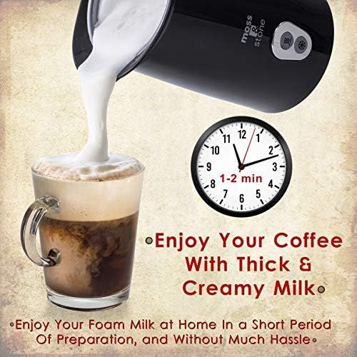  Moss & stone Electric Milk Frother & Steamer for Making Latte, Cappuccino, Hot Chocolate, Automatic Cold Hot Milk Frother & Warmer, Foam Maker, Auto Shut-Off, Detachable Base & Non