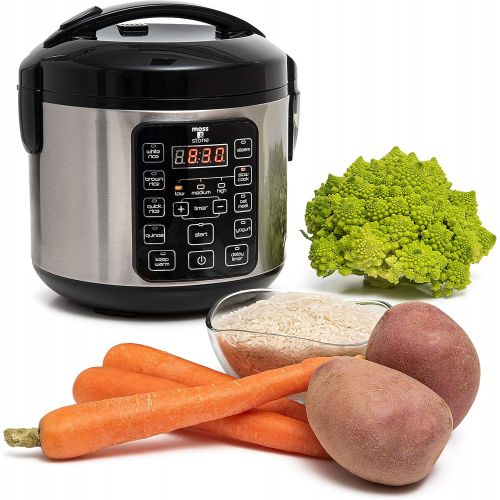  Moss & Stone Electric Multicooker Digital Rice Cooker Small 4-8 Cup/Brown And White Rice/Food Steamer/Slow Cooker/Electric Cooker With Steamer For Vegetables, Stainless Steel Rice Cooker By Mos