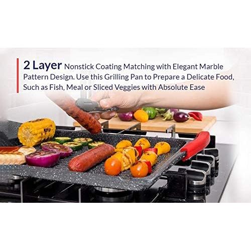  Moss & Stone Griddle Aluminum BBQ Square Grill Pan,Aluminum Non-stick Stove Top Grilling Grill, Perfect For Fish Vegetables & For Steak Pan, Stove Top Grill Induction Griddle,(Clot