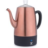 [아마존베스트]Moss & Stone Electric Coffee Percolator Copper Body with Stainless Steel Lids Coffee Maker | Percolator Electric Pot - 10 Cups (Copper)