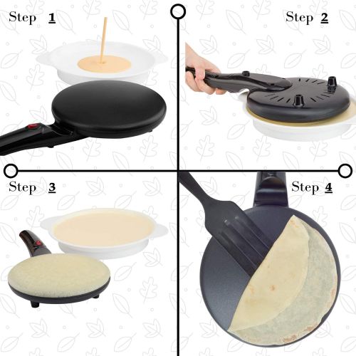  [아마존베스트]Moss & Stone Electric Crepe Maker I Pan Style I Hot Plate Cooktop I ON/OFF Switch I Nonstick Coating I Automatic Temperature Control I Easy to use I Pancakes, Blintz, Chapati, Tort