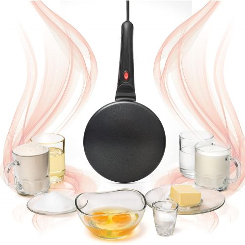  [아마존베스트]Moss & Stone Electric Crepe Maker I Pan Style I Hot Plate Cooktop I ON/OFF Switch I Nonstick Coating I Automatic Temperature Control I Easy to use I Pancakes, Blintz, Chapati, Tort