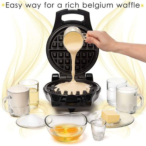  [아마존베스트]Moss & Stone Belgian Waffle Maker, Electric Waffle Machine, FlipSide & Non-Stick Grids,Temperature Control,Belgian Waffle Iron Black + Silver