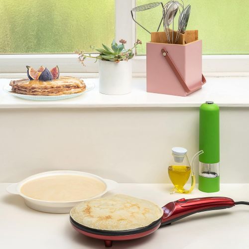  Moss & Stone Auto Power Off Electric Crepe Maker I Pan APO Portable Crepe Maker & Hot Plate Cooktop I ON/OFF Switch I Nonstick Coating I Automatic Temperature Control I Easy to use I Pancakes,