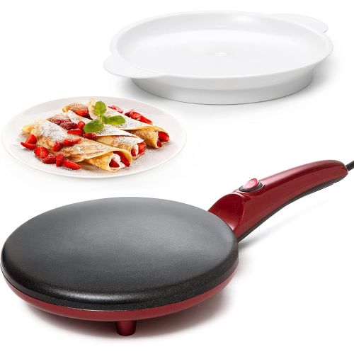  Moss & Stone Auto Power Off Electric Crepe Maker I Pan APO Portable Crepe Maker & Hot Plate Cooktop I ON/OFF Switch I Nonstick Coating I Automatic Temperature Control I Easy to use I Pancakes,