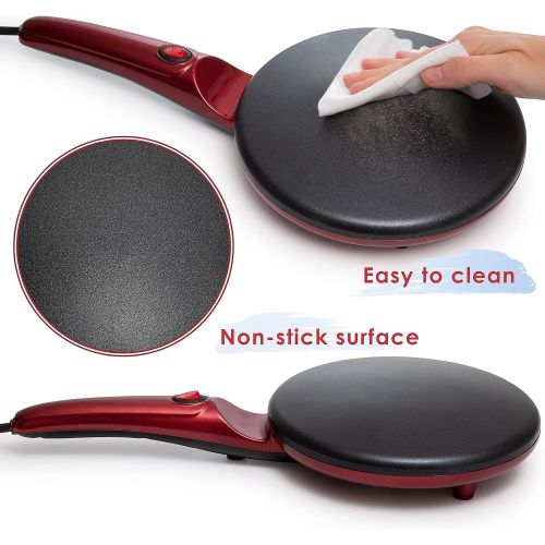  Moss & Stone Auto Power Off Electric Crepe Maker I Pan APO Portable Crepe Maker & Hot Plate Cooktop I ON/OFF Switch I Nonstick Coating I Automatic Temperature Control I Easy to use I Pancakes,