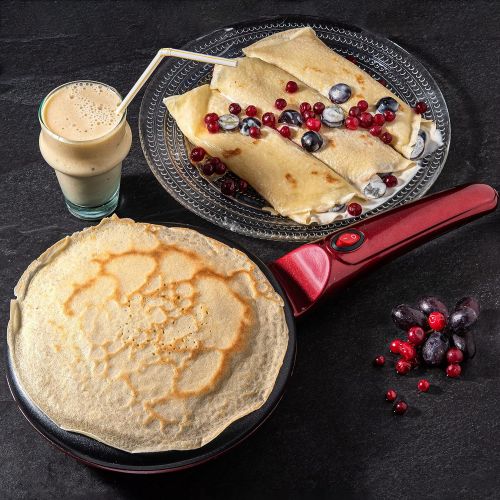 Moss & Stone Auto Power Off Electric Crepe Maker I Pan APO Portable Crepe Maker & Hot Plate Cooktop I ON/OFF Switch I Nonstick Coating I Automatic Temperature Control I Easy to use I Pancakes,