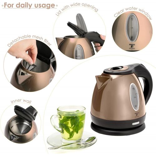  Moss & Stone Stainless Steel Electric Kettle, Cordless Pot 1.2L Portable Electric Hot Water Kettle, 1500W Strong Fast Boiling Pot, Water Boiler, Electric Tea Kettle With Boil Dry P