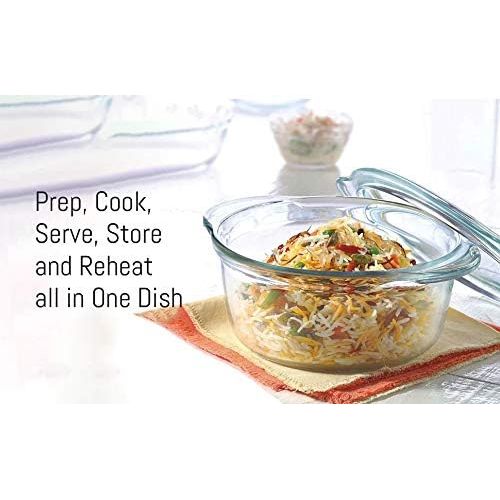  Moss & Stone Basics 3-Piece Glass Casserole With Covered - Made by Borosilicate Glass Durable Bakeware Set, Glass Bowls, Bakeware Dish Oven Safe, & Microwave Safe, Clear Glass Baki