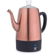 [아마존베스트]Moss & Stone Electric Coffee Percolator Copper Body with Stainless Steel Lids Coffee Maker | Percolator Electric Pot - 10 Cups (Copper)