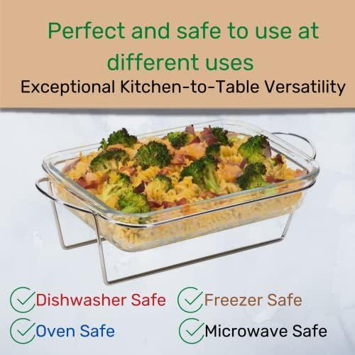  [아마존베스트]Moss & Stone Oblony Glass - Made by Borosilicate Glass | Durable, User-Friendly | Glass Baking Tray | Microwave Safe - Clear Blue Baking Dishes | Serving Set (1.7 Quart)