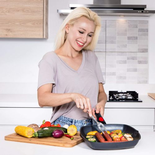  [아마존베스트]Moss & Stone Square Die Casting Aluminum Grill Pan with Detachable Handle, Griddle Nonstick Stove Top Grill Pan,Chef Quality Perfect for Meats Steaks Fish And Vegetables,Dishwasher Safe,11 inch