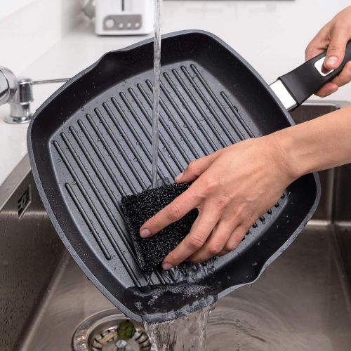  [아마존베스트]Griddle Aluminum Nonstick Stove Top Square Grill Pan,Chef Quality Perfect for Meats Steaks Fish And Vegetables,Dishwasher Safe,11 inch, Black By Moss & Stone (Comes With a Special