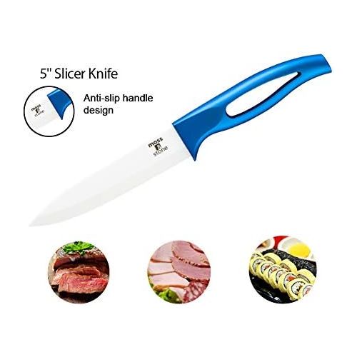  [아마존베스트]Ceramic Knife Set and Fruit Peeler Rust Proof And Stain Resistant, Kitchen cooking knife set With Nice Gift Box (5 pieces) By Moss & Stone