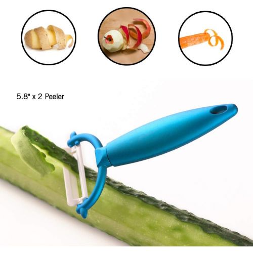  [아마존베스트]Ceramic Knife Set and Fruit Peeler Rust Proof And Stain Resistant, Kitchen cooking knife set With Nice Gift Box (5 pieces) By Moss & Stone