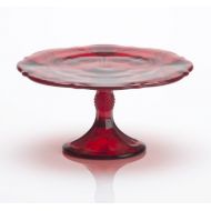 Mosser Glass 11 Holiday Red Glass Inverted Thistle Pattern Cake Cup Cake Plate Stand