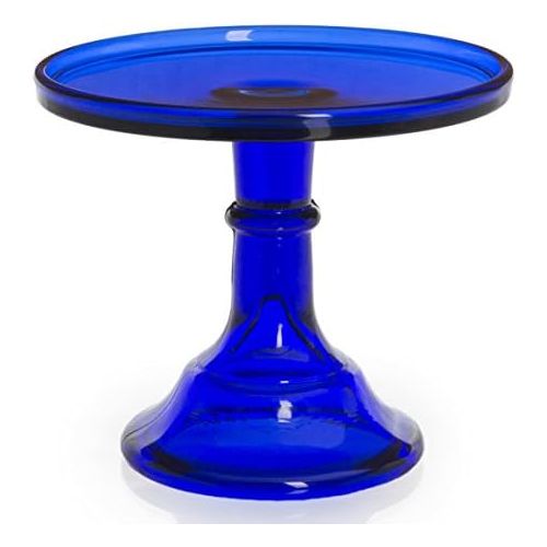  Mosser Glass 6 Footed Cake Plate Stand - Cobalt Blue