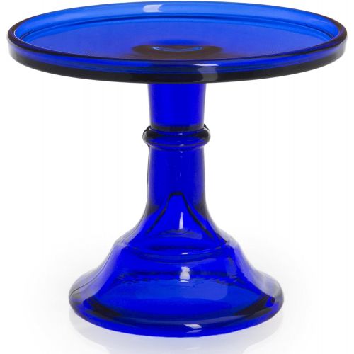  Mosser Glass 6 Footed Cake Plate Stand - Cobalt Blue