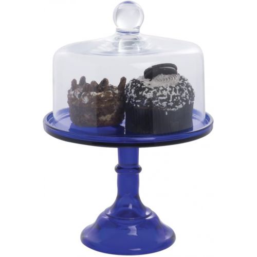  Mosser Glass Vintage Cake Stand Cobalt Blue Glass - 9Dia x 7H