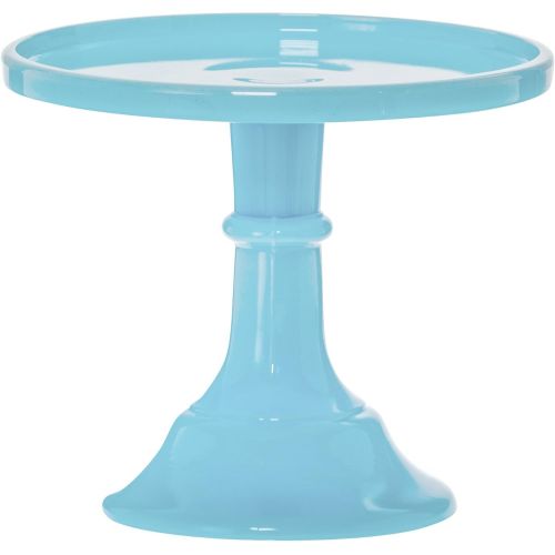  Mosser Glass 6 Footed Cake Plate Stand - Robins Egg Blue