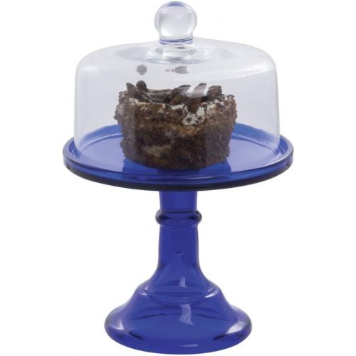  Mosser Glass Vintage Cake Stand Cobalt Blue Glass - 6Dia x 5 1/2H