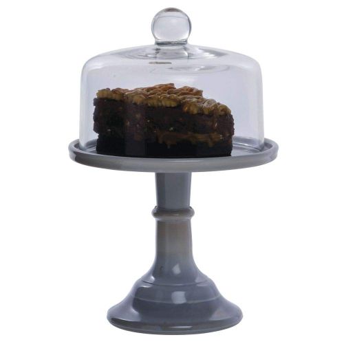  Mosser Glass 6 Footed Cake Plate Stand - Gray Marble