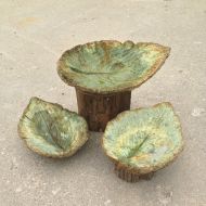 /Mossstudiosllc Cast Cement Hosta Leaf Birdbath, with Green Wash