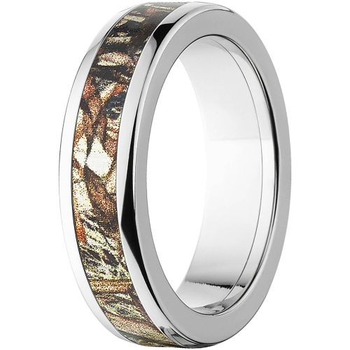  Mossy Oak Duck Blind Camo Stainless Steel Ring with Polished Edges and Deluxe Comfort Fit
