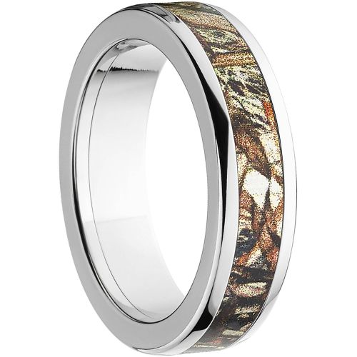  Mossy Oak Duck Blind Camo Stainless Steel Ring with Polished Edges and Deluxe Comfort Fit