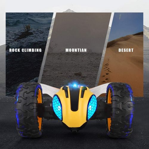  Mostop RC Stunt Car Remote Control Car for Kids, 1/14 2.4Ghz Rechargeable Off Road Bumble Tumble Bee Truck Rock Crawler Vehicle Toy with Music and Light