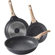 [아마존베스트]Motase Nonstick Frying Pan Set of 3 | Best Swiss Titanium Non-stick Coating | 100% PFOA free Cookware | Stone Frying Pan Set 8 Inch, 9.5 Inch, 11 Inch