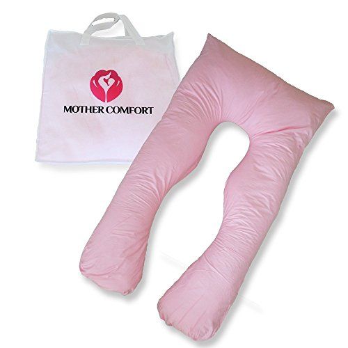  Mother Comfort 50 Inch, 100% Cotton, U-Shaped Full Body Pregnancy Maternity Body Pillow + Bonus Second Pillow CASE Support Your Belly, Back, Hips & Knees -Unparalleled Support