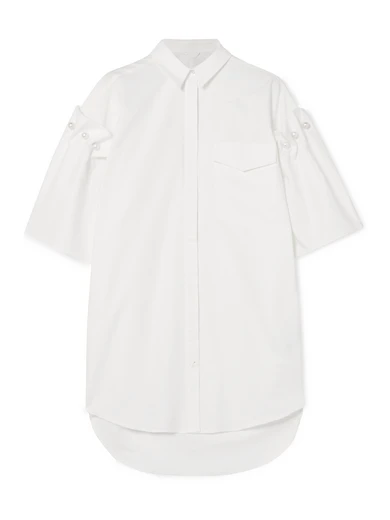 Mother of Pearl Faux pearl-embellished organic cotton shirt