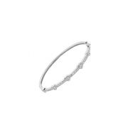 Mothers Day Diamond Hinged Heart Bangle Bracelet in Sterling Silver