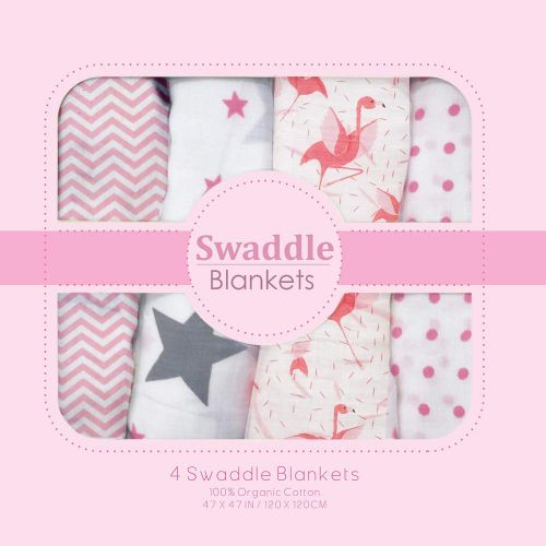  Mothers Lap, Classic Swaddle Baby Blanket, Pure Cotton Muslin, Zigzag, Polka, Star and Flamingo...
