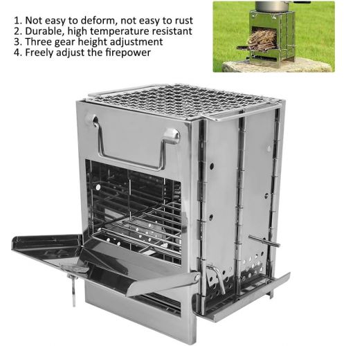  Mothinessto Stainless Steel Plug Pin Wood Stove, Foldable Convenient Portable Firewood Stove Compact Size Practical Integrated Folding Firewood Stove for Garden