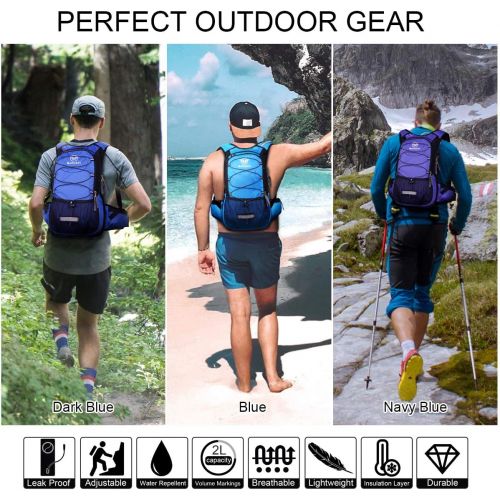  Mothybot Hydration Pack, Insulated Hydration Backpack with 2L BPA Free Water Bladder and Storage, Hiking Backpack for Men, Women, Kids for Running, Cycling, Camping - Keep Liquid C
