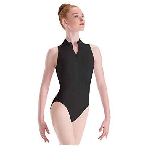  Motionwear Zip Front Mock T High Cut Leotard