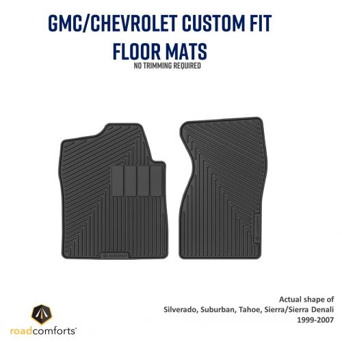  Motor Road Comforts Custom Fit GMC/Chevrolet Floor Mats -Silverado, Suburban, Tahoe, Sierra/Sierra Denali 1999-2007 Odorless, Thick, and Heavy Duty Car Floor Mats - Front Row Only (2pcs