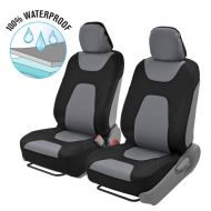 Motor Trend 3 Layer Waterproof Car Seat Covers - Modern Sideless Quick Install Auto Protection (Black & Gray)