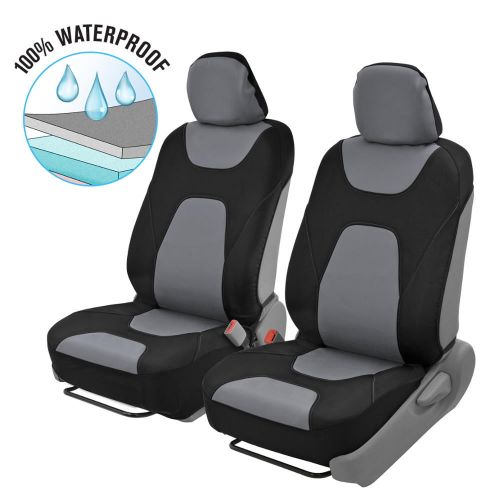  Motor Trend 3 Layer Waterproof Car Seat Covers - Modern Sideless Quick Install Auto Protection (Black & Gray)