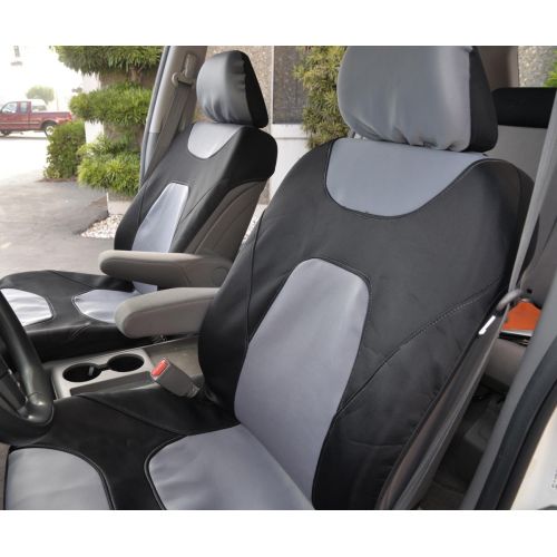  Motor Trend 3 Layer Waterproof Car Seat Covers - Modern Sideless Quick Install Auto Protection (Black & Gray)