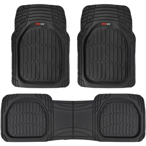  Motor Trend MT-923-BK Black FlexTough Contour Liners-Deep Dish Heavy Duty Rubber Floor Mats for Car SUV Truck & Van-All Weather Protection