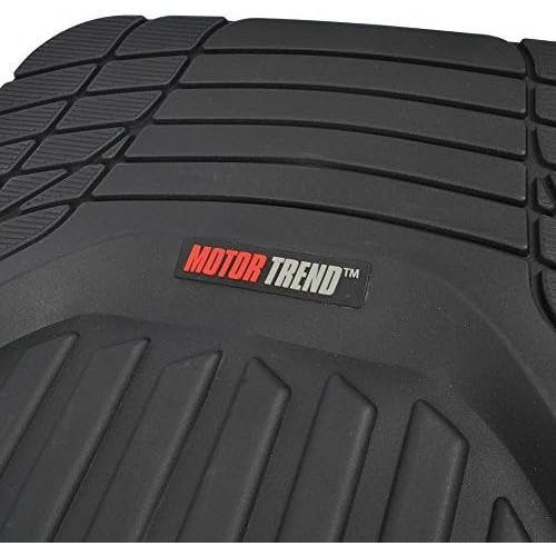  Motor Trend MT-923-BK Black FlexTough Contour Liners-Deep Dish Heavy Duty Rubber Floor Mats for Car SUV Truck & Van-All Weather Protection